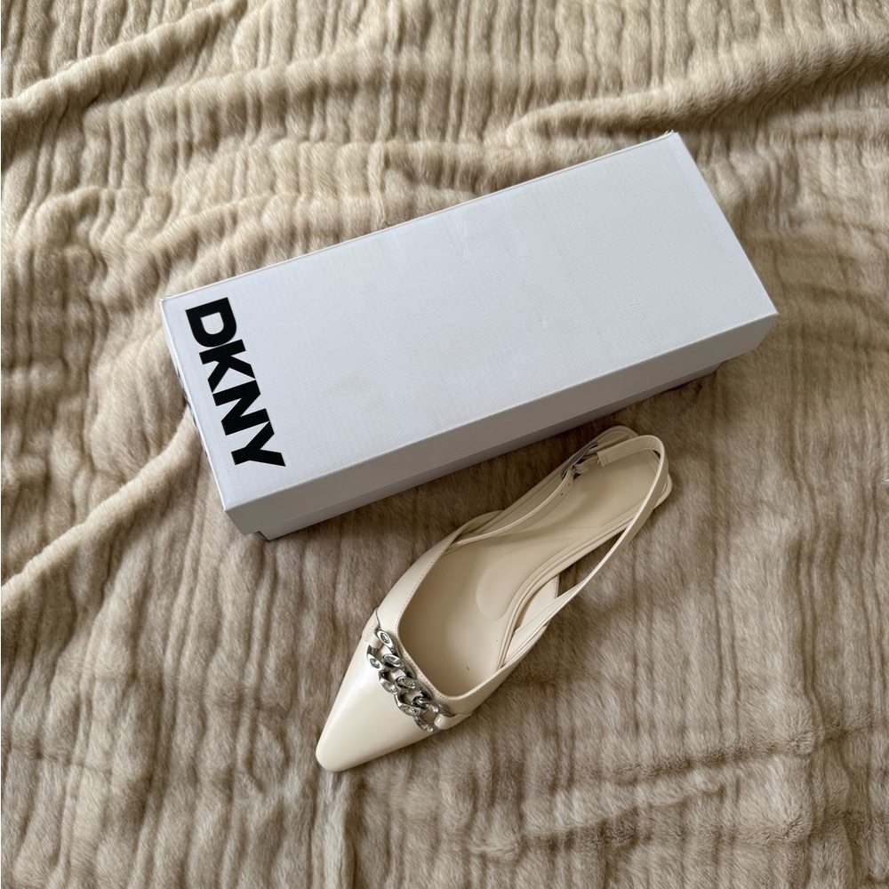 DKNY Cream Chain Detail Slingback Heels